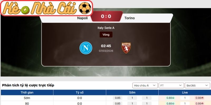 Soi kèo trận đấu Napoli vs Torino (02:45 07-03, Serie A): Chủ nhà rộng cửa giành 3 điểm 3 Kèo châu Á trận Napoli vs Torino (02:45 07-03, Serie A)