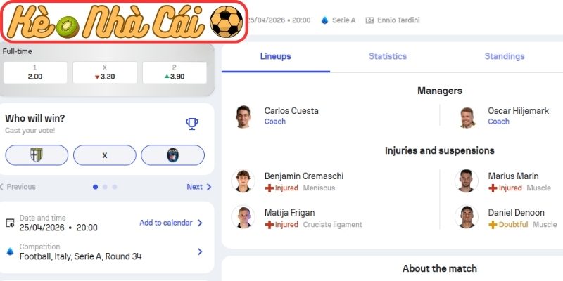 Soi kèo trận đấu Parma vs Pisa (20:00 25-04, Serie A) 2 Phong độ Parma gần nhất